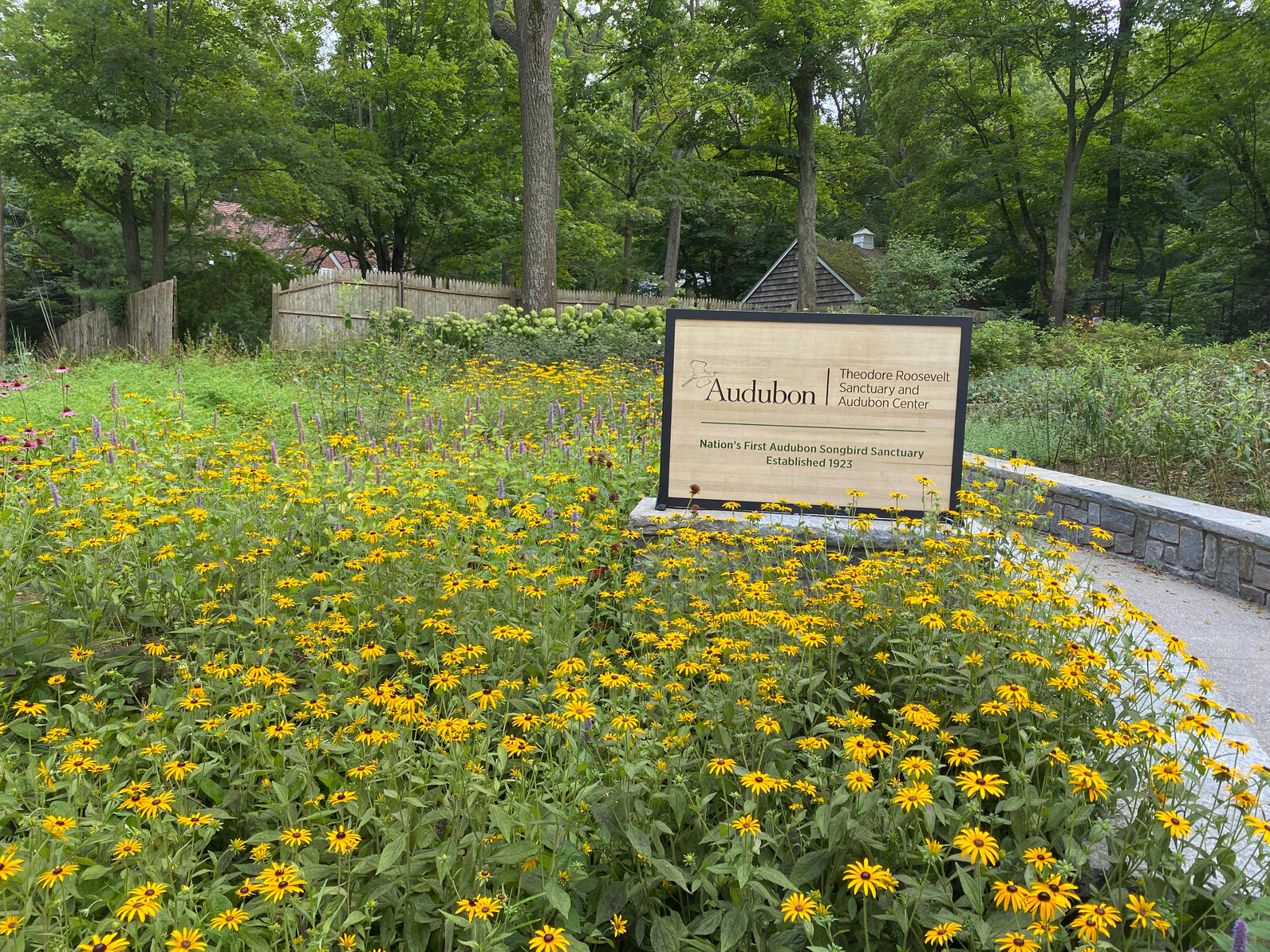 Front sign at Theodore Roosevelt Sanctuary and Audubon Center.